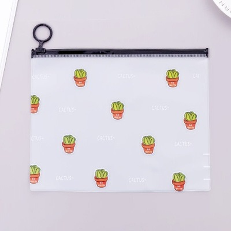 17.1*21.2 Cm Cactus Pattern Transparent A5 File Folder Document Bag Stationery Pencil Bag For Student Kids Girls Makeup Bag