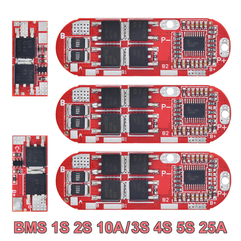TZT Bms Módulo de placa de circuito de proteção, Li-ion, Lipo, Bateria de lítio, Pcb, Pcm, Carregador, 1s, 2s, 10a, 3s, 4S, 5S, 25a, Bms 18650