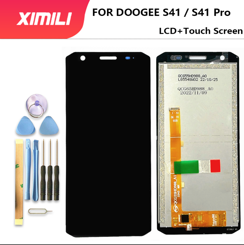 Doogee s41 pro用の交換用タッチスクリーン,液晶画面,テスト済みおよび接着剤付き,5.5インチ,s41