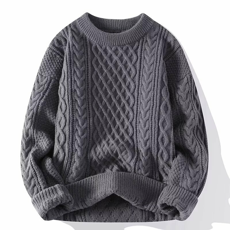 Autunno inverno uomo maglione Vintage O collo tinta unita Mens Pullover lavorati a maglia sciolto Harajuku Mens Retro Knitting Pullover maglioni