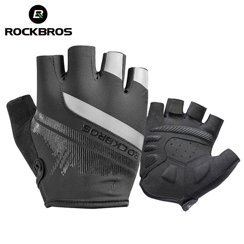 ROCKBROS-Guantes deportivos unisex, protección de manos de medio dedo, resistentes a los golpes y transpirables, para bicicleta de montaña o carretera