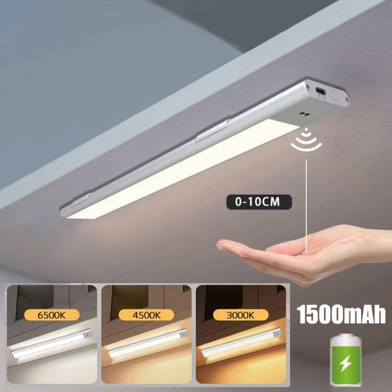 เซ็นเซอร์ตรวจจับการเคลื่อนไหวไฟไฟ LED กลางคืนไร้สายโคมไฟไฟ LED เปลี่ยนสีได้ตู้ตู้เสื้อผ้าไฟใต้แสงไฟ LED สำหรับห้องครัว