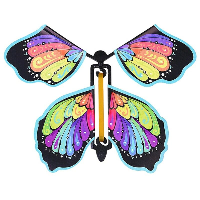 10PCS Flying Butterfly Magic Wind Up Flying Butterfly Surprise Box Explosion Box In The Book Rubber Band Powered Magic