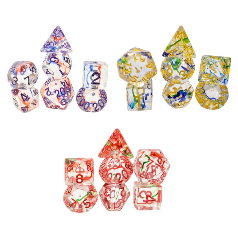 7x Game Dices Set Math Teaching Toys Party Game Dices Party Favors Multi Sided Game Dices for Party KTV Bar Board Game Card Game