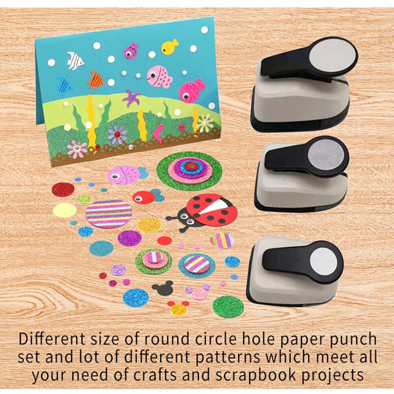 Multiple Sizes Hole Puncher Circular Shape Single Hole Hand Puncher ABS+Alloy Circular Embosser Paper Hole Puncher Office Supply