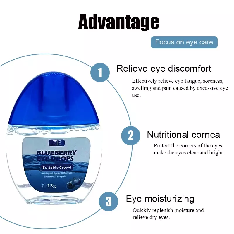 13ml Eye Cold Compress Gel for Relax Clean Vision Dried Relieves Eyeball Fatigue/Dry / Itching Red Eyes/Blurred Vision Care