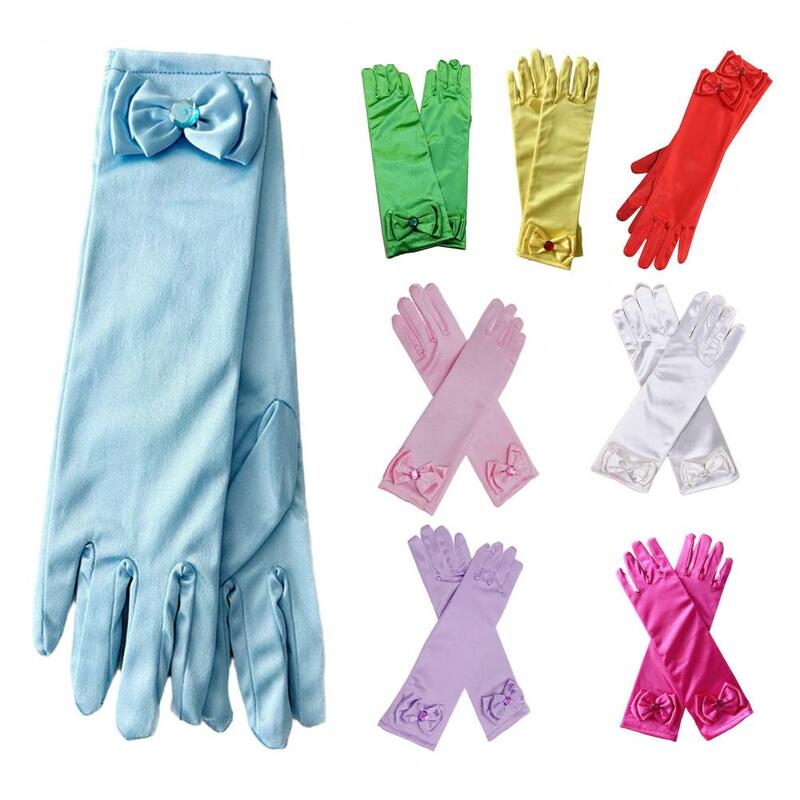 Sarung tangan rok anak perempuan, aksesoris rok putri warna-warni pita kupu-kupu untuk pertunjukan panggung pesta 1 pasang