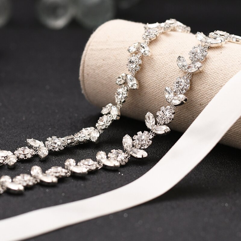 Strass Gürtel für Braut Kleider Silber Legierung Gürtel für Mädchen Shiny Diamant Hochzeit Gürtel für Frauen Phantasie Hochzeit Zubehör