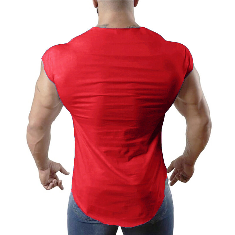 Nieuwe Mannen Workout Casual Mode O-hals Mouwloze Tank Top Gym Fitness Zwart Vest Zomer Ademend Cool Dun Effen Print Singlet