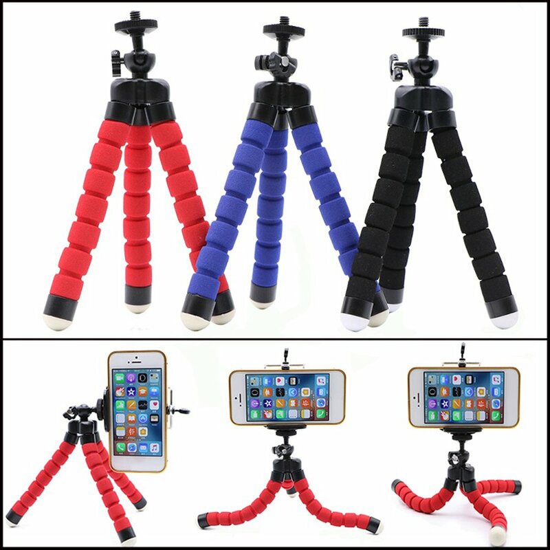 Mini Flexível Esponja Polvo Tripé para Smartphone, Camera Stand para iPhone, Samsung, Xiaomi, Huawei, Gopro 9, 8, 7