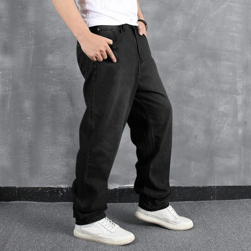 Calça jeans casual solta para homens, tamanho grande, gorda, hip-hop, street dance, stretch, moda, 569
