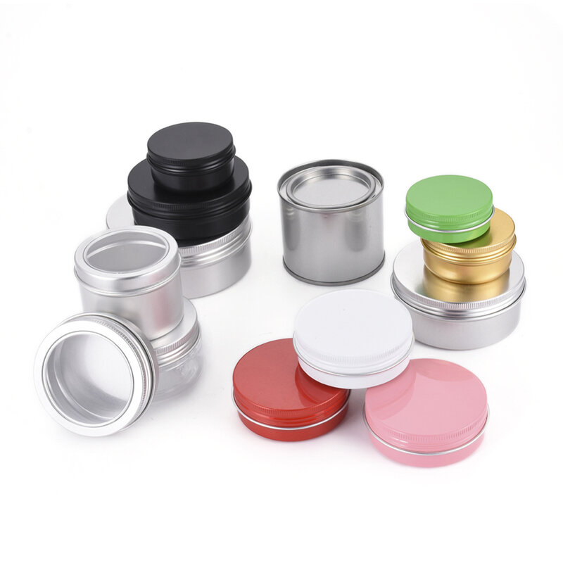30Pcs Gemengde Kleur Aluminium Blikjes Lege Metalen Pot Voor Kralen Sieraden Verpakking Opslag Containers 4.2 ~ 10.3cmx1.7 ~ 6Cm