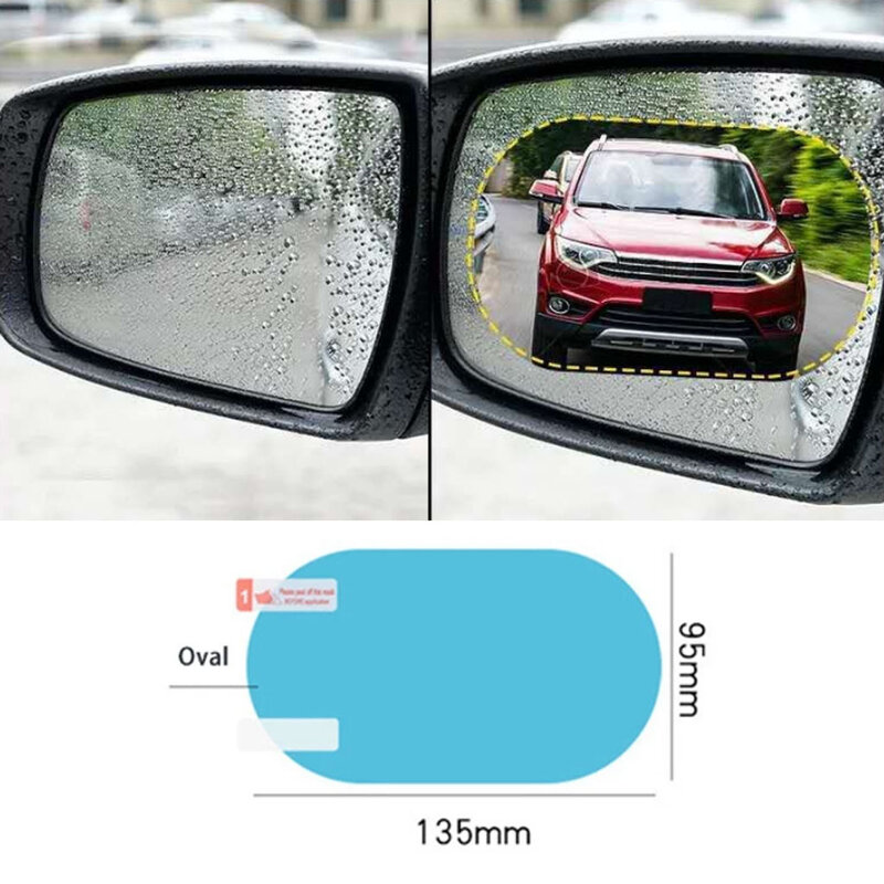 2Pcs Car antipioggia pellicola trasparente specchietto retrovisore protettivo antiappannamento pellicola impermeabile accessori per adesivi Auto 100 x13 5mm/95*95mm