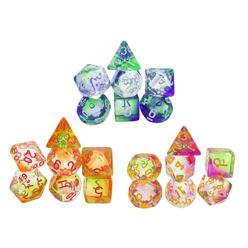 7 buah Set dadu polihedral dadu akrilik untuk permainan papan permainan meja pesta