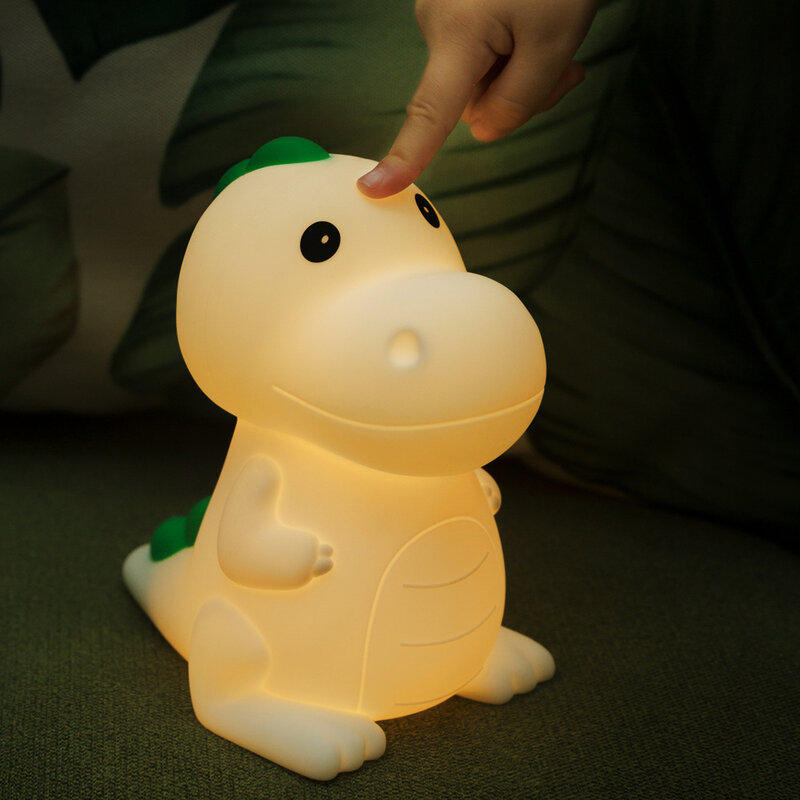 어린이 침실 침대 옆 장식용 LED 야간 조명, 만화 공룡 실리콘 램프, 비상 분위기 조명, 휴일 선물