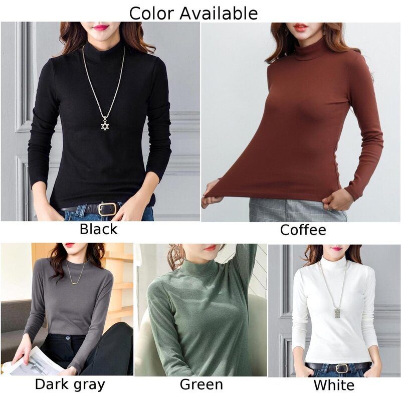 Comfortable Women\\\'s Turtleneck Base Layer Shirts Long Sleeve Slim Fit Thermal Underwear Tops in Colors