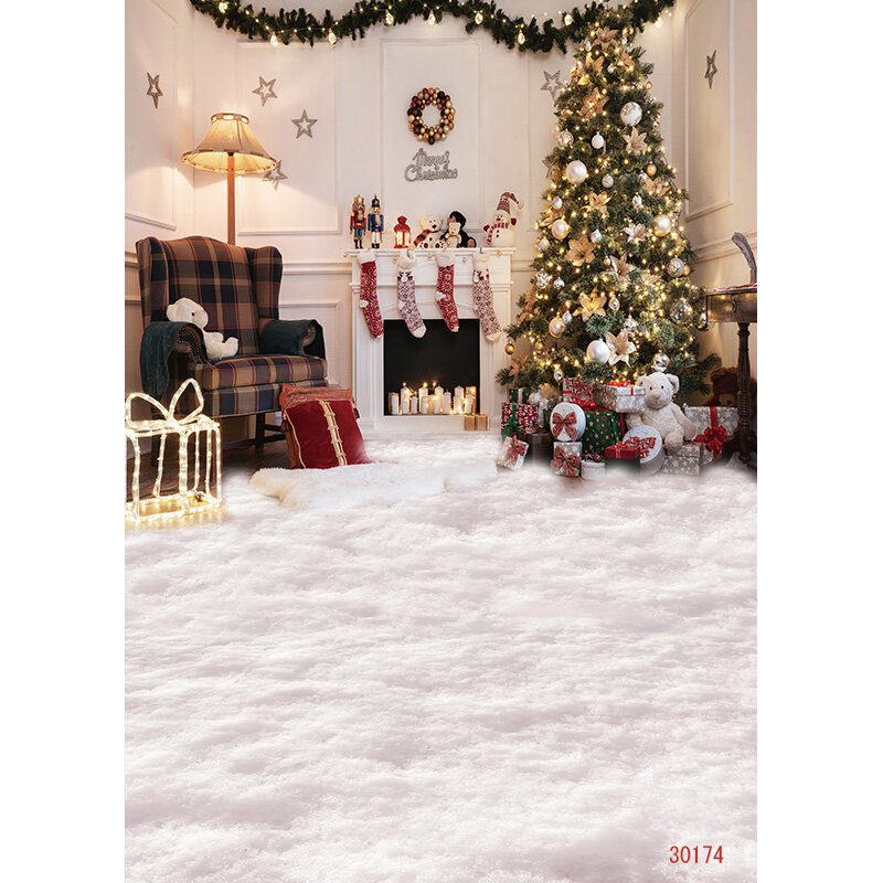 SHENGYONGBAO Noël arbre photographie toile de fond neige cadeau fête décor enfants bannière fond vacances Photo Studio Prop DNS-12