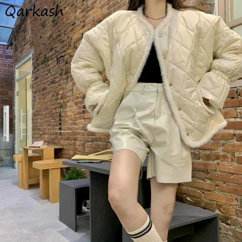 Парка женская однобортная в стиле пэчворк, простая элегантная винтажная зимняя шикарная теплая верхняя одежда для отдыха, базовая одежда в Корейском стиле