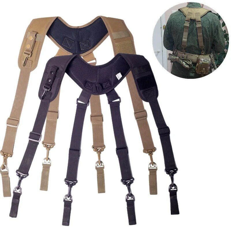 Men Padded Adjustable Tool Belt Tactical-Suspenders Duty Belt Harness Combat Tool X Type Suspender Tactics Braces Gifts Dropship