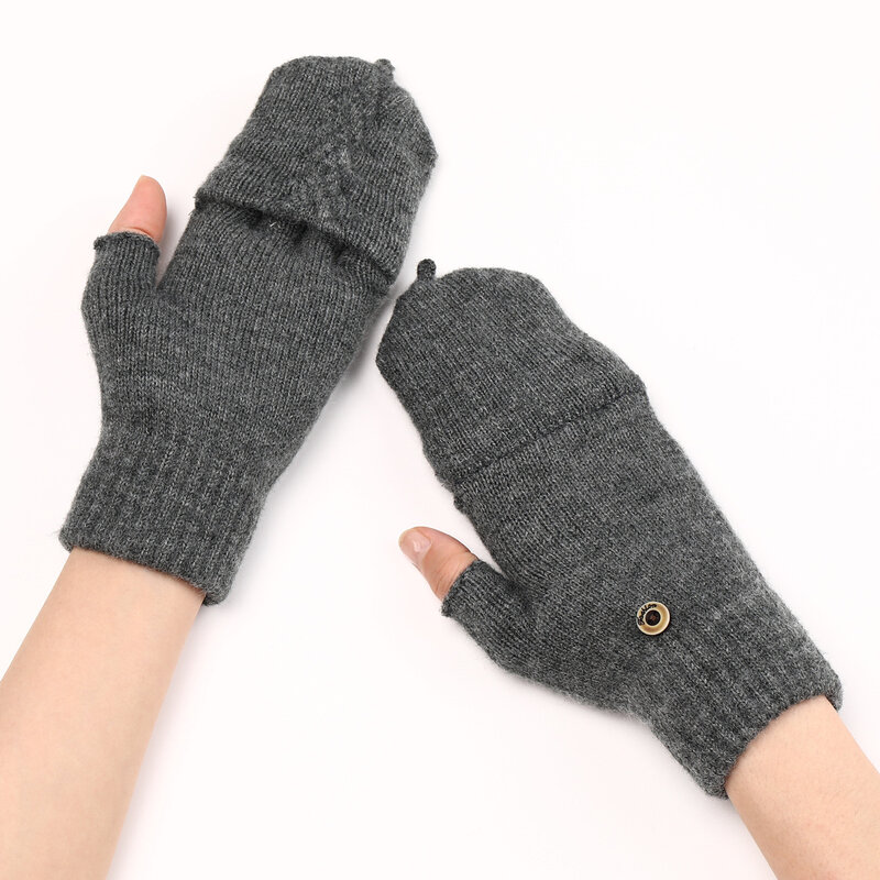Men Women Autumn Winter Knitted Office Warm Arm Cover Finger Half-Finger Fingerless Gloves Student Solid Renovate Glove Girl Boy