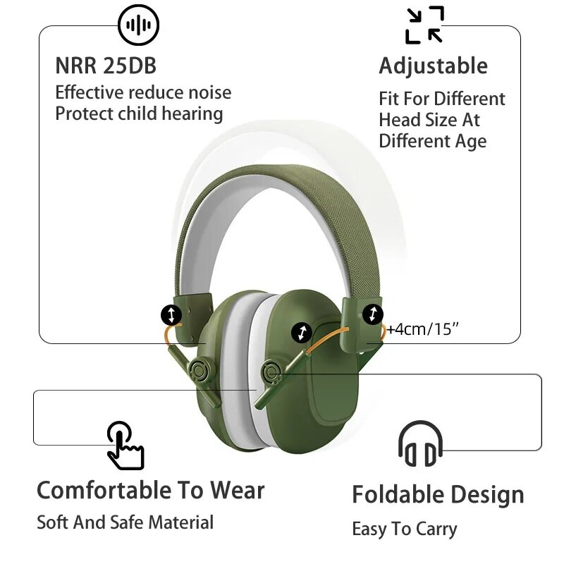 Penutup telinga anak-anak, dapat diatur Anti Kebisingan kepala penutup telinga perlindungan pendengaran anak belajar bayi tidur pengurang kebisingan