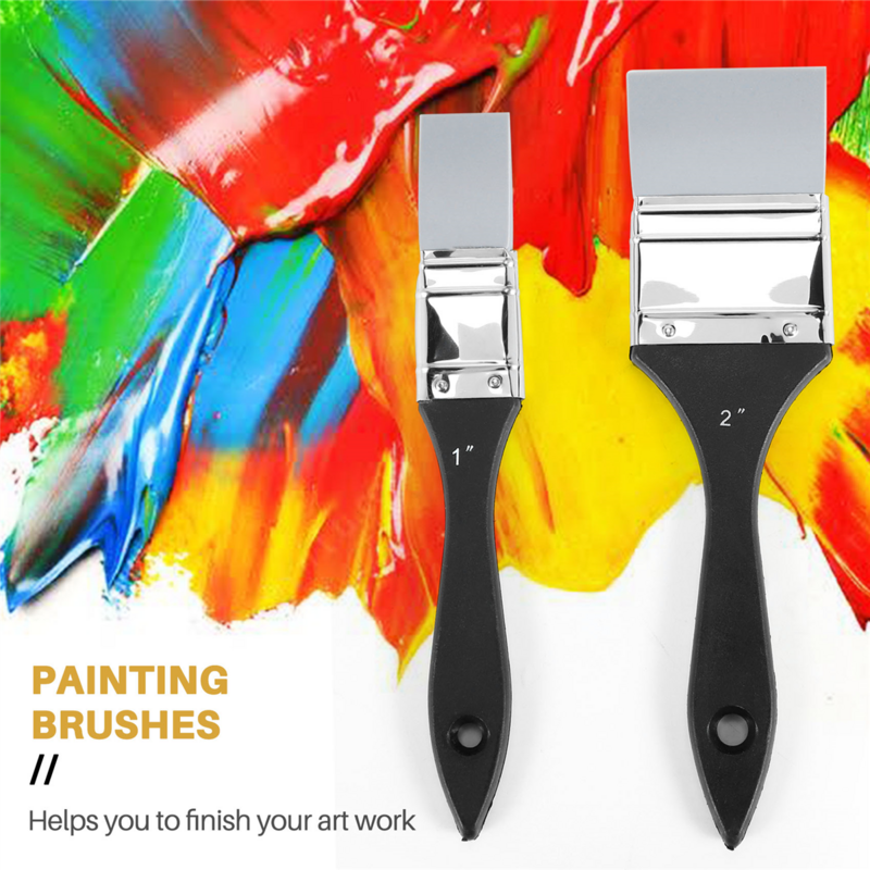 Flat Silicone Paint Brushes Sets, Escova de Silicone Shaper Larga e Estreita, Arte Solid, Tintas Acrílicas, 2Pcs
