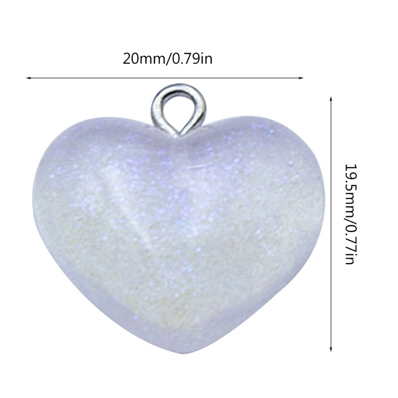 Breloque en forme cœur scintillant, perles en forme cœur scintillant, accessoires en résine, pendentif en forme cœur