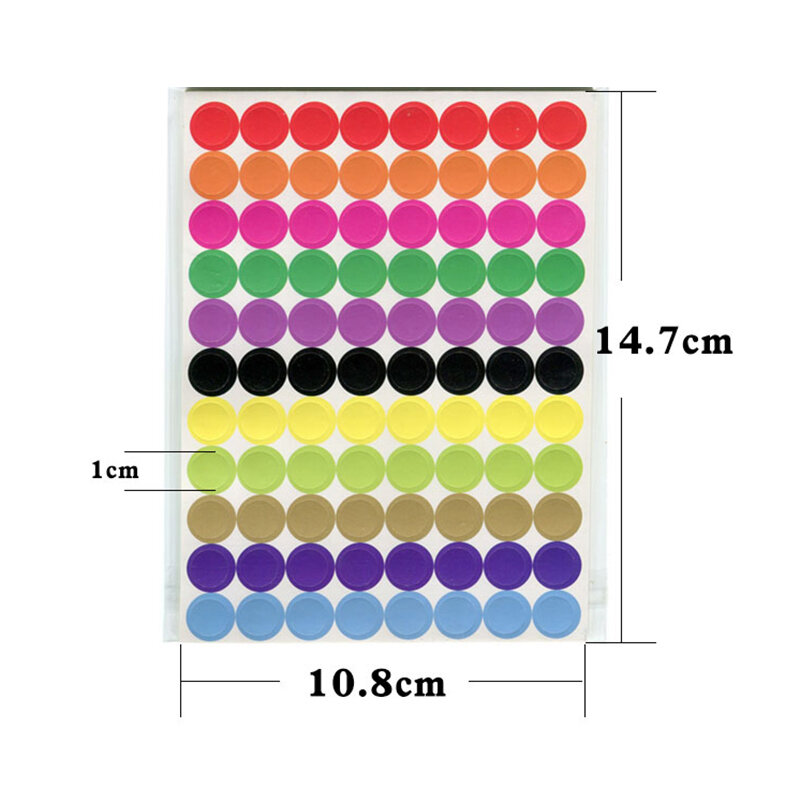 Etiqueta redonda colorida da etiqueta da etiqueta, 10sheets, 6mm/8mm/10mm/20mm/25mm/30mm