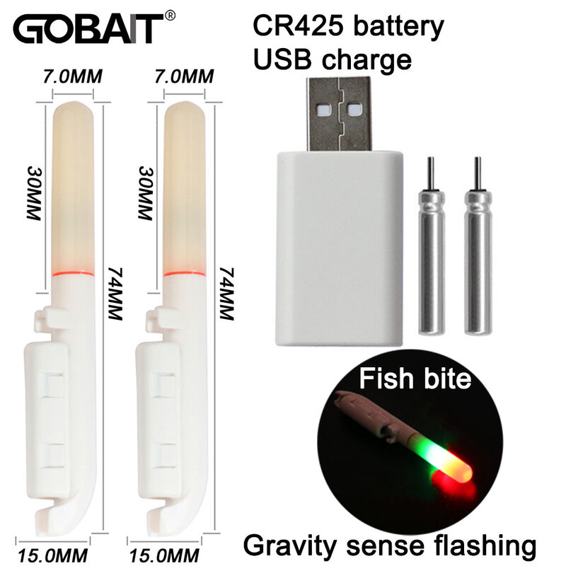전자 낚시 라이트 CR425 3.6V 배터리 USB 충전 로드 감지 스트라이크 표시기 LED 스틱, 페스카 태클 야간 밝은 플래시 램프