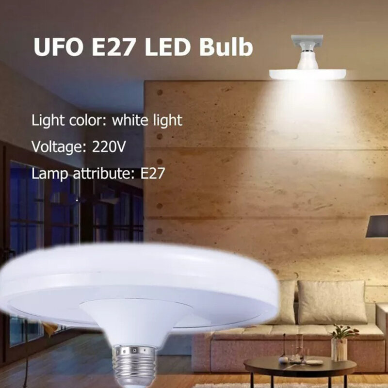 Disco voador LED de alta lâmpada, quarto, sala de estar, lâmpada economizadora de energia, parafuso E27, super brilhante, luz de teto doméstica