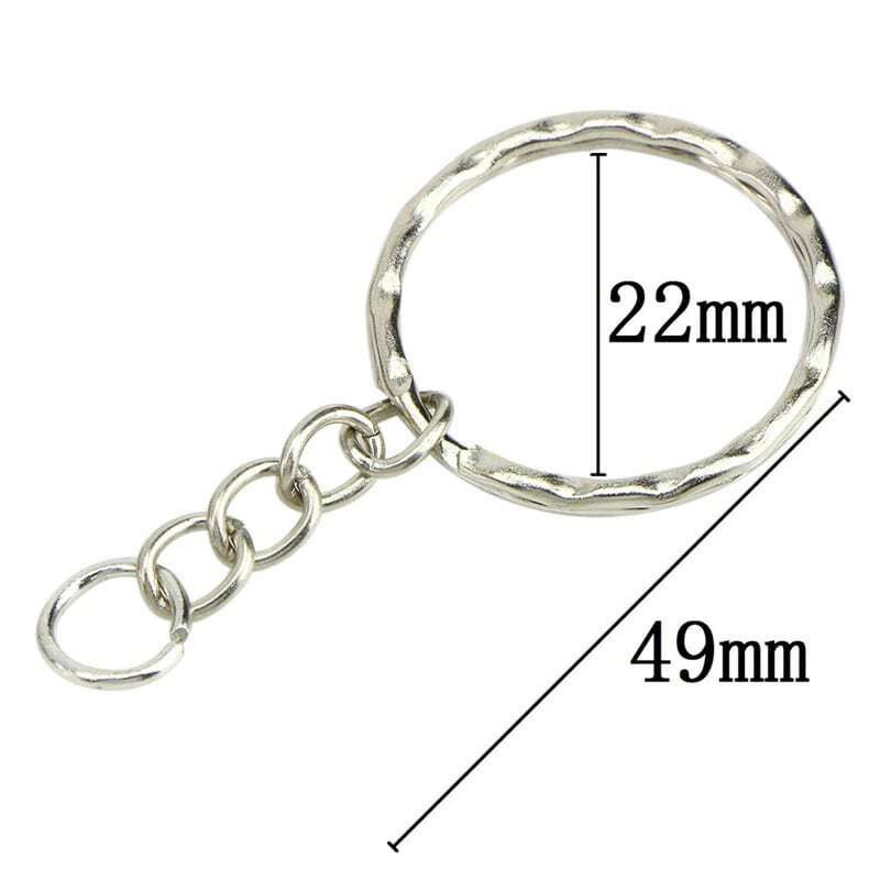 50PCS DIY 25mm Polished Silver Keyring Keychain Split Ring Short Chain Key Open Jump Ring Metal For DIY Keychains Jewelry Making