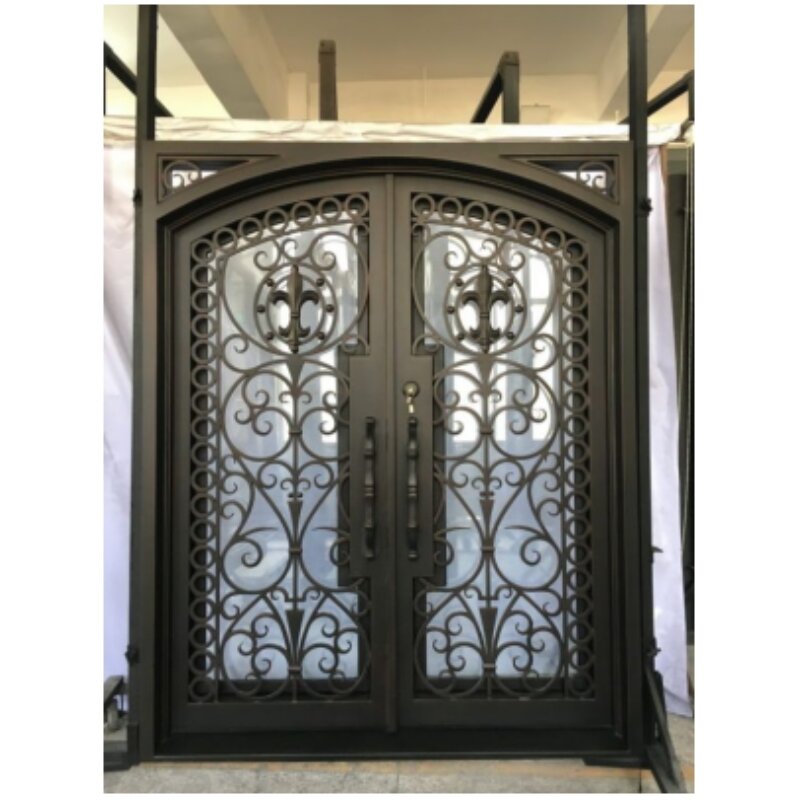 Porta de ferro forjado para segurança doméstica, entrada frontal, solteiro, duplo, entrada principal, melhor, bem-vindo, arqueada, preço