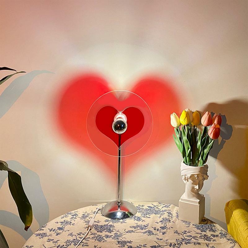 Лампа в форме сердца, лампа для ночника, вращающаяся на 180 градусов проекция С закатом и любовью, романтическое украшение для гостиной, ночник