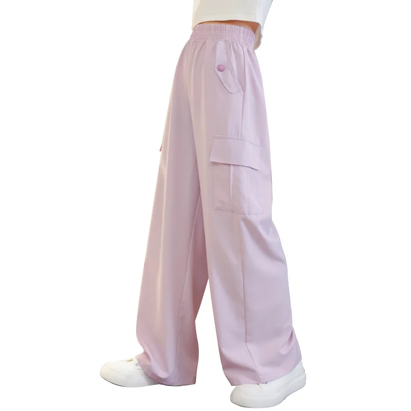 Pantaloni da ragazza vestiti per bambini estate bambini Loungewear Outfit tuta in tinta unita tuta in seta di ghiaccio stile sportivo Anti-zanzara