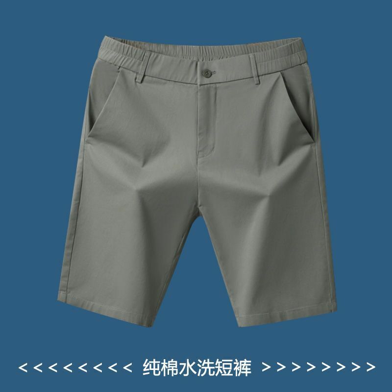 Celana overall katun murni pria, bawahan tipis lima titik kasual musim panas