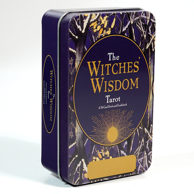 The Witches' Wisdom Tarot Deck In una scatola di latta con bordi dorati verdi 10.3*6cm 78 pezzi tarocchi con guida per principianti