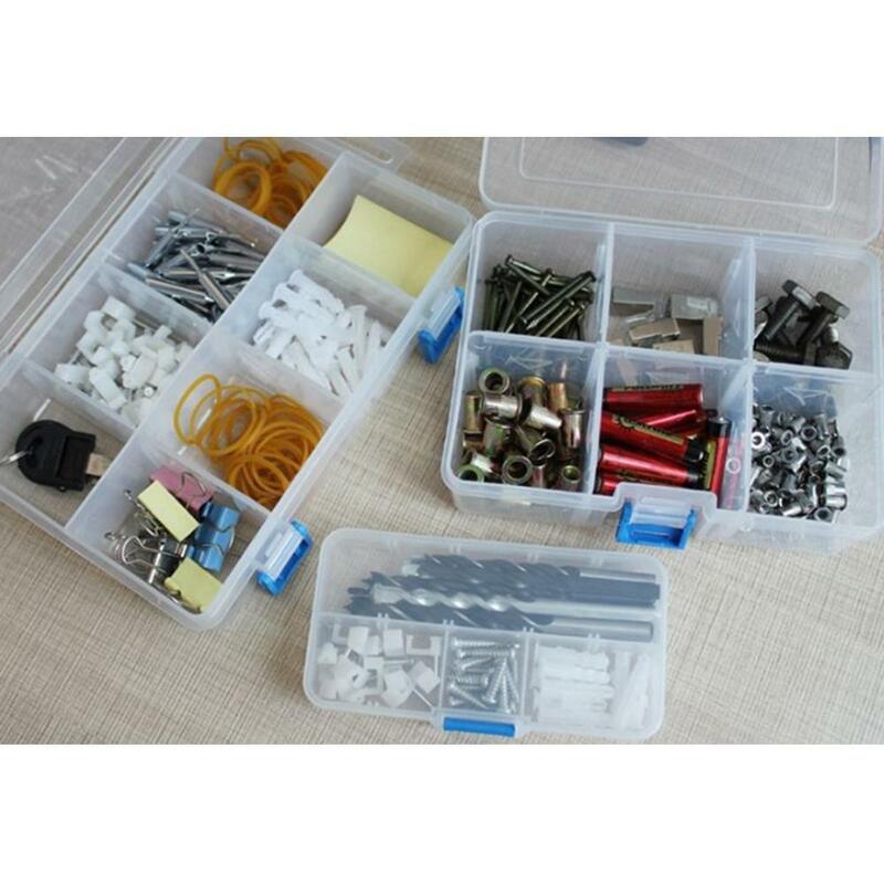 Transparente visível caixa de ferramentas de armazenamento de plástico caixa de ferramentas de maquiagem equipamento de pesca acessório caixa de organizador de parafusos de ferragem