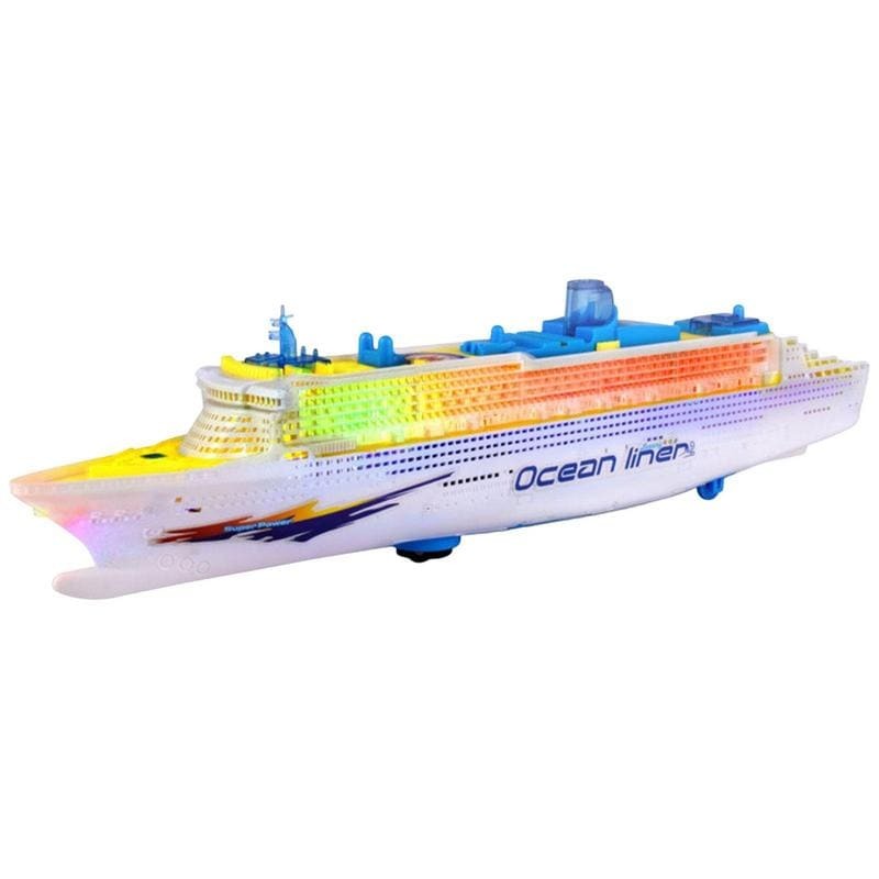 Crucero de juguete con luz intermitente y sonido, barco eléctrico, decoraciones náuticas divertidas