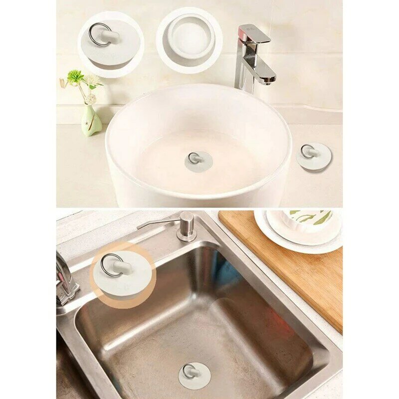 White Rubber Bathtub Plug Wash Basin Bathtub Plug Drain Pipe Plug Sink Plug Water Plug