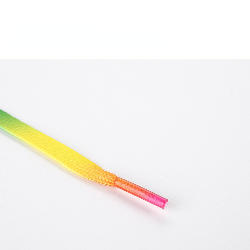 1 para kolorowych sznurówek gradientowych gładkie, elastyczne tkane sznurówki do trampki poliestrowych sznurowadeł tęczowych dla dzieci dorosłych