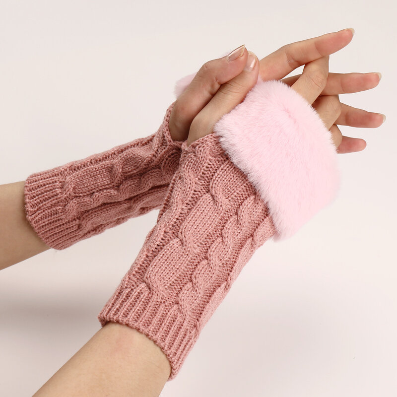 Gloves For Women Warm Arm Sleeves Autumn Winter Knitted Fingerless Gloves Protection Hand Mittens All-match Decorative Sleeves