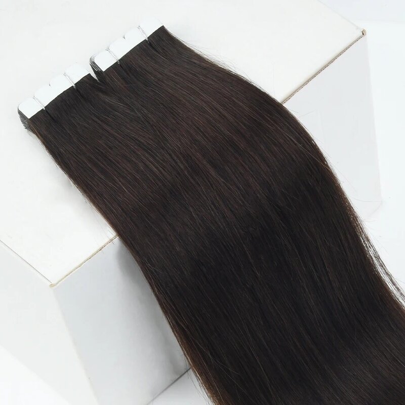 K.S WIGS Tape In Human Hair Extensions Straight Seamless Skin Weft Black Brown Natural Non-Remy Human Hair Invisible Tape Ins