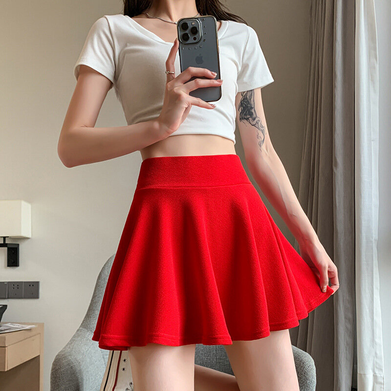 Mini-saia plissada elástica feminina, cintura alta, uniforme de tênis, coreano, preto, menina da escola, sol, moda verão, sexy
