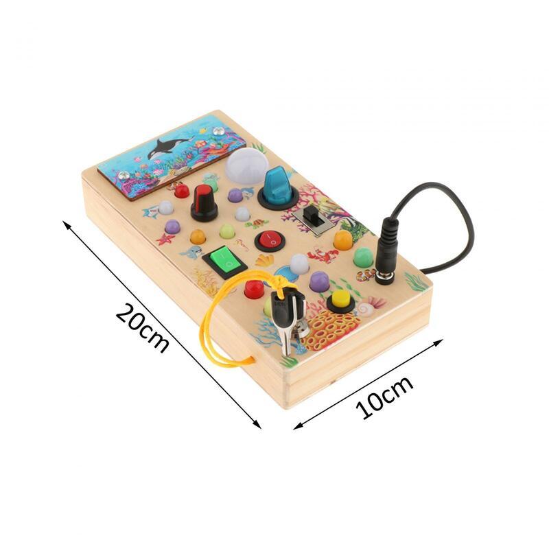 Montessori papan sibuk dengan koordinasi cahaya mainan sensorik kayu untuk anak-anak perjalanan balita prasekolah hadiah liburan 1-3