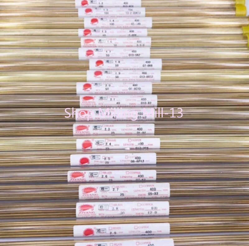 Tubo de latón de 50 piezas, OD1.5-2.0 L = 400/500MM, tubo de electrodo de latón de un solo orificio, tubo de electrodo de latón EDM de perforación