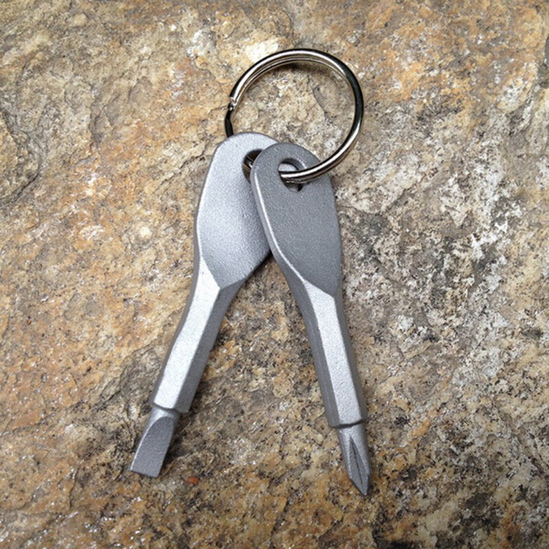 1pc 2 Schlüssel Edelstahl Schlüssel bund Taschen werkzeug Schrauben dreher Set edc Outdoor Multifunktion werkzeuge