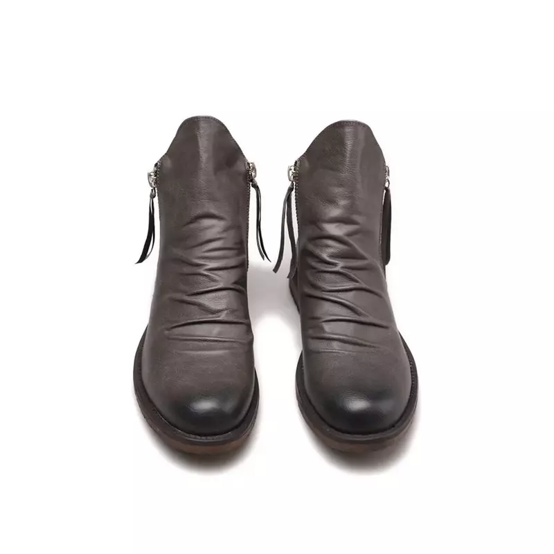 Botas de tornozelo retrô confortáveis para homens, sapatos de couro antiderrapantes, tênis cowboy, 2023