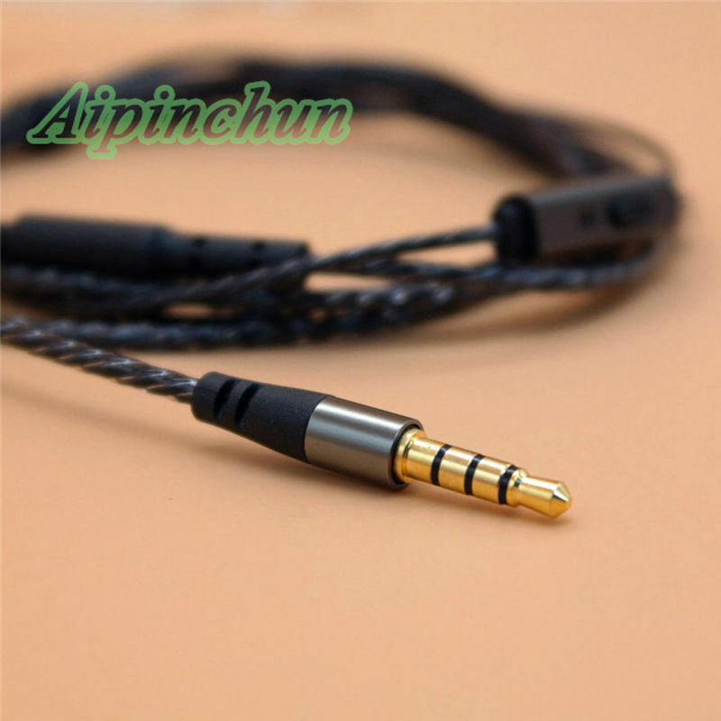 Aipingun 3.5mm 4-pole jack diy fone de ouvido cabo de áudio com microfone reparação substituição fone de ouvido fio aa0224