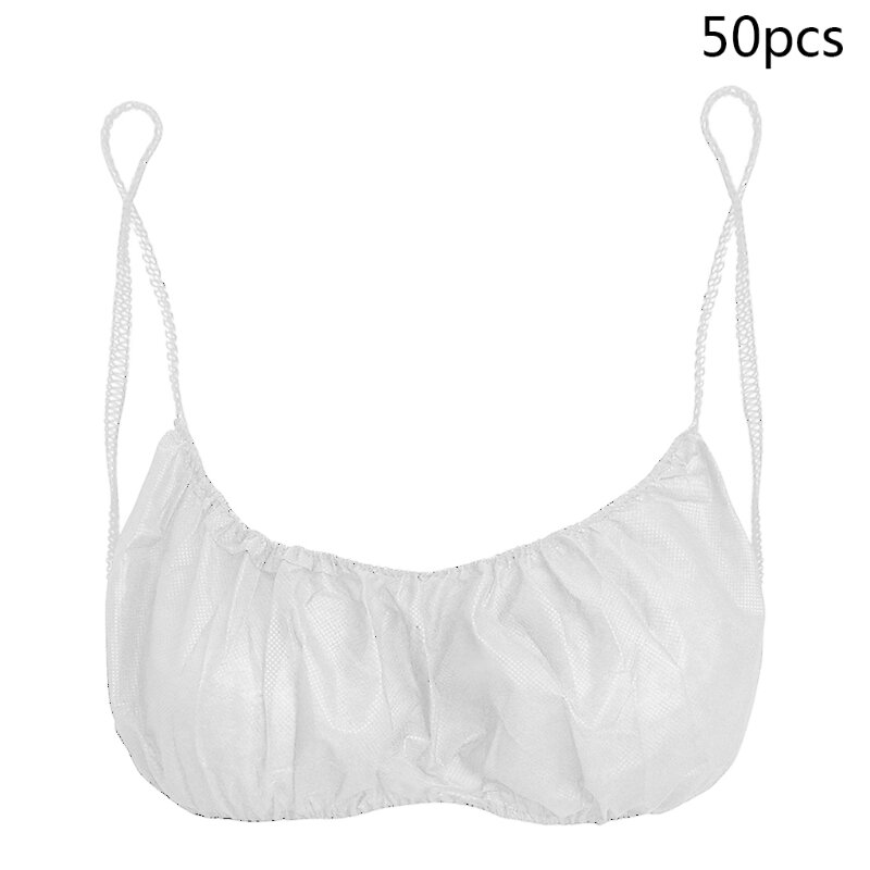 50 Pcs Women Disposable Bras Elastic Straps Spa Top Underwear Non-woven Brassieres for Spray