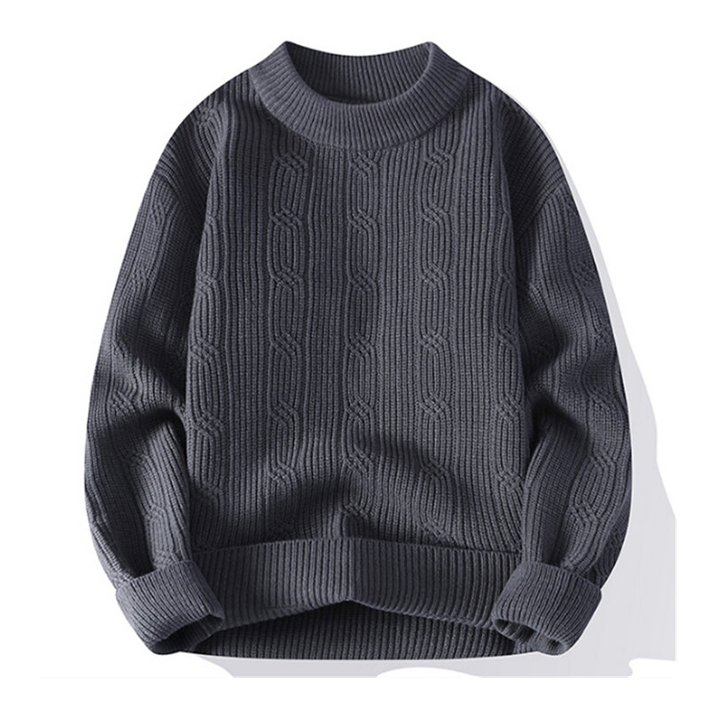 Męskie swetry ocieplane pluszem jesienno-zimowe ciepłe dzianinowe swetry męskie swetry z okrągłym dekoltem 2023
